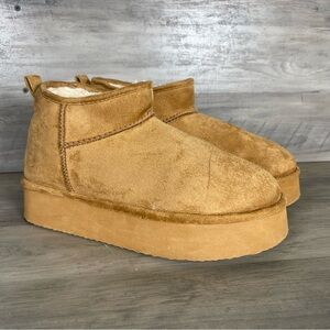 Madden Girl Womens 9.5 Chestnut GBondi Faux Fur Lined‎ Cozy Platform Booties